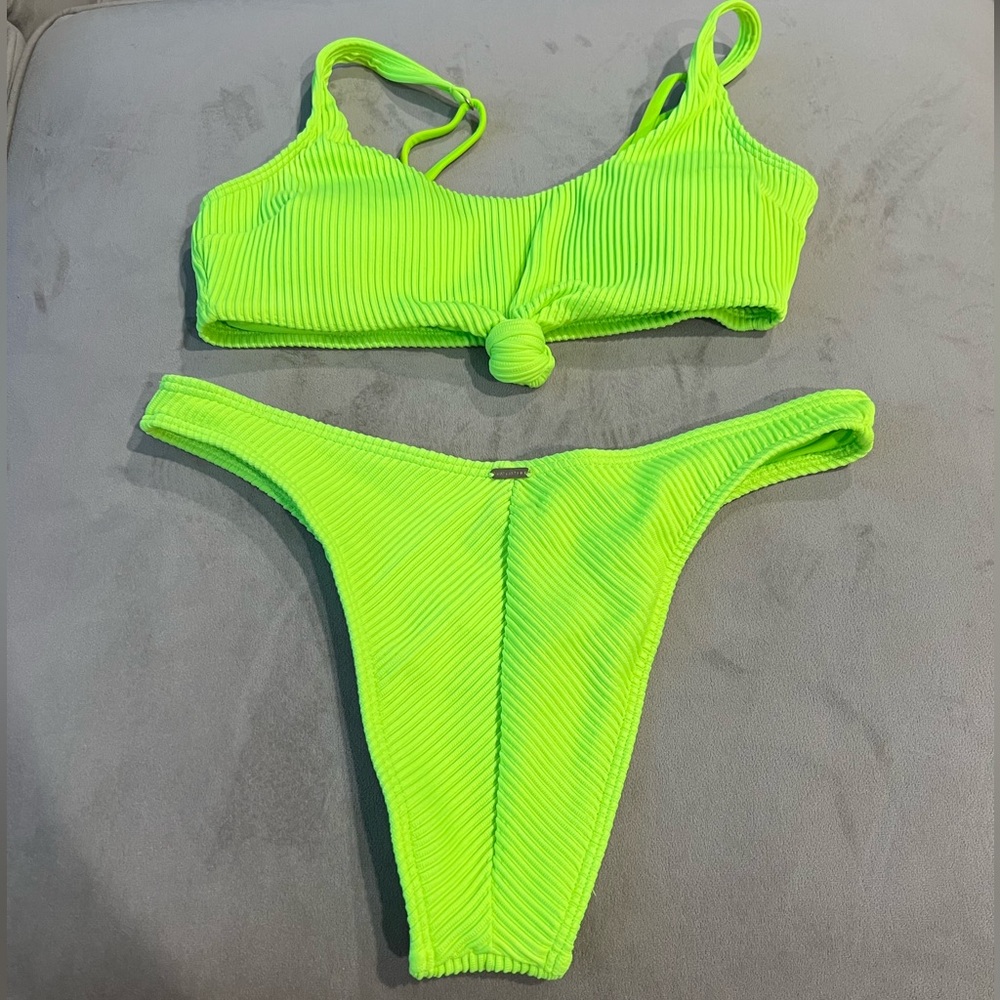 Hollister lime green high legged bikini